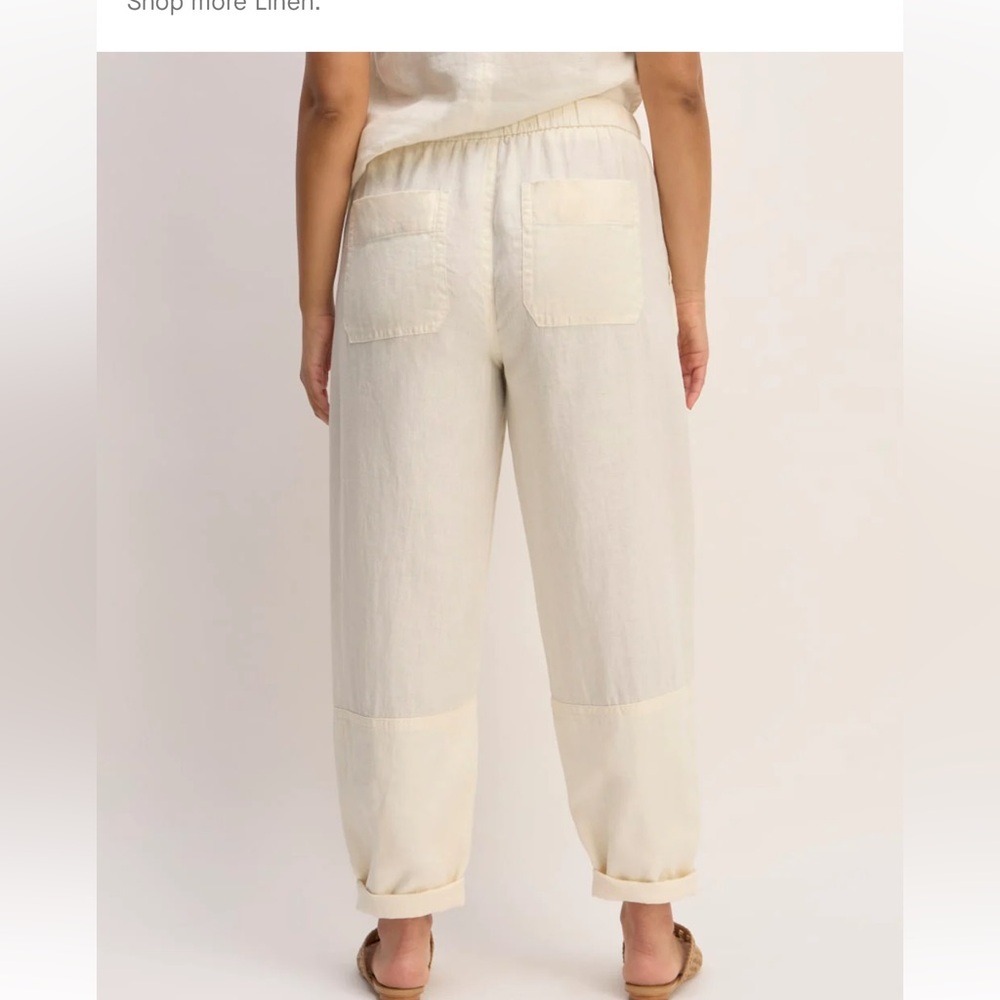 Everlane Bone Color The Linen Pull-On Barrel Pant Size S - Picture 11 of 11